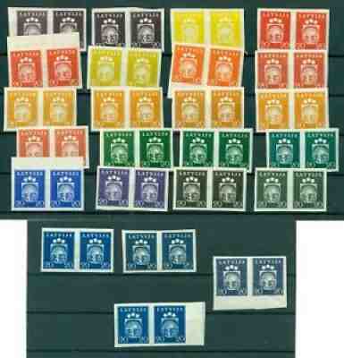 LATVIA ARCHIVE PROOF 24 COLOR TEST PAIRS Mi.287 Imperf. Wz.AH with gum MNH