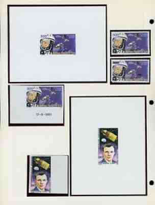 EARLY ASTRONAUTS SPACE Album Page Lot #29 - BENIN GABON SCHG PROOF - $$$