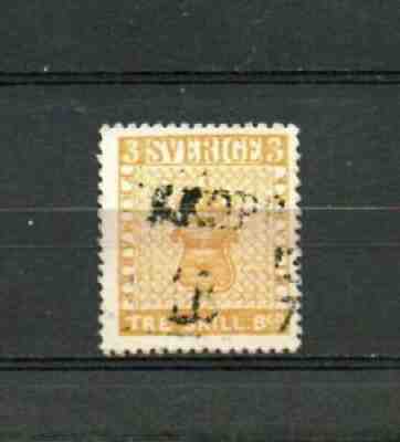 Sweden 1855 Treskilling Yellow-Orange USED , Very Rare.