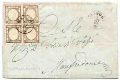 1861 ITALY NEAPOLITAN PROVINCES COVER SA#18d BLOCK OF 4 $245000.00