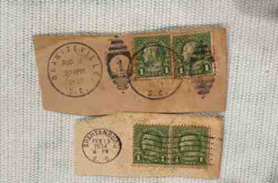 RARE BENJAMIN FRANKLIN ONE CENT STAMP ERA POSTCARD 4 Stamps