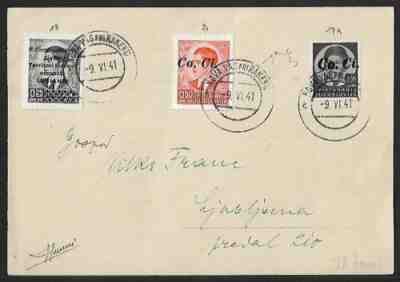 SLOVENIA ITALY OCCUPATION OVPT STAMPS ON COVER 1941 CV $ 17.000 CERTIFICATE RARE