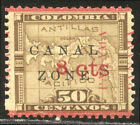 CANAL ZONE #15 RARE Mint var w/ Cert - 1904 8c on 50c Bistre