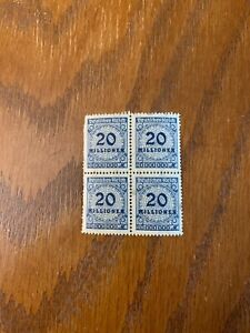 Germany 1923 stamps 20m block of 4 Ultra blue v/f n/h