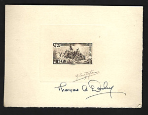 VIETNAM Presentation Proof Stamp Card Scott 30 Signed by Thomas A Dooley