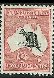 Kangaroo stamps 1913 £2 pounds 1st WMK ‘MINT’ Black and Rose + Variety, Superb!