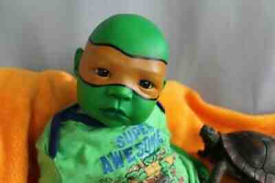 TMNT Teenage Mutuant Ninja Turtle OOAK Fantasy reborn baby doll Michaelangelo