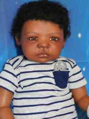 Reborn baby big boy doll Riley AA Black awake boy doll Ready to ship