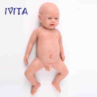 IVITA 18'' Full Silicone Reborn Doll Lifelike Handmade Newborn Baby Boy