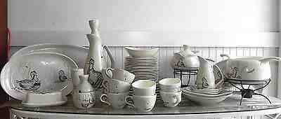 Mid Century 1950's Beautiful 48 Piece Red Wing Pottery Bob White Quail Set China