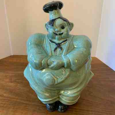 Red Wing Pottery CHEF PIERRE  Turquoise COOKIE JAR FACTORY MINT CONDITION Vintag