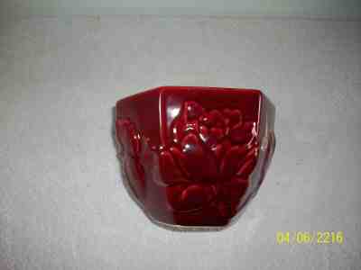 Red Wing Pottery No # 1322 Magnolia Pattern Red Maroon Glazed Vase Orig. Sticker