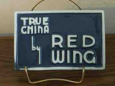 RARE VINTAGE "TRUE CHINA by RED WING" BLUE POTTERY DISPLAY SIGN