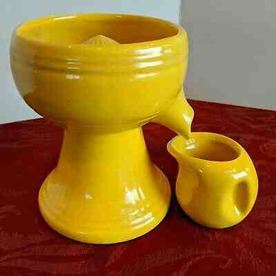 Vintage Red Wing Pottery Yellow Pedestal Citrus Juicer with Rare Juice Cup