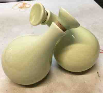 Vintage Eva Zeisel Red Wing Town & Country Chartreuse Oil & Vinegar Cruet Set