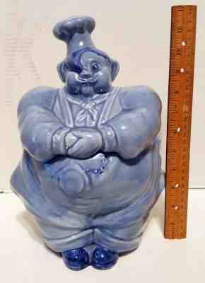 VINTAGE 1940'S RED WING POTTERY BIG BLUE CHEF PIERRE COOKIE JAR NEAR MINT RARE!!