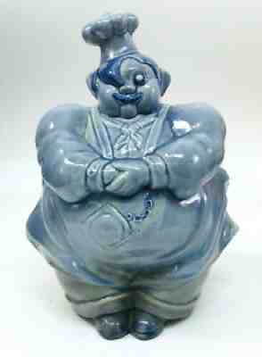 VINTAGE 1940'S RED WING POTTERY BIG BLUE CHEF PIERRE COOKIE JAR NEAR MINT RARE!!