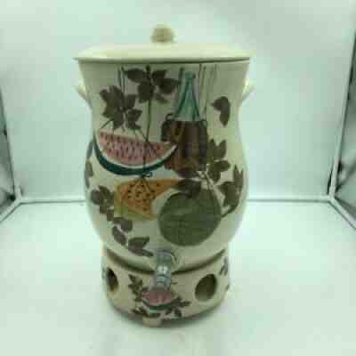Redwing Mid-Century Pottery Tampico Watermelon Pattern Water Cooler w/ Stand
