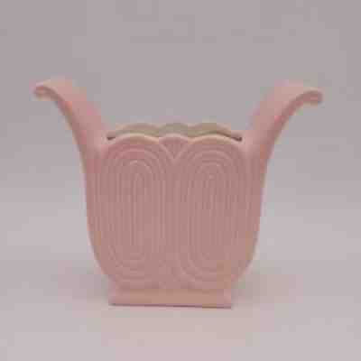 Vintage Pink 1940's Red Wing 1168 Flower Vase w/Swirl Pattern