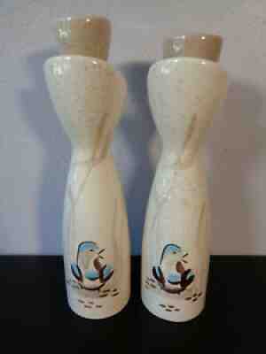 Red Wing Pottery BOB WHITE Quail set of two cruets with stoppers