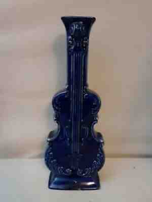 Vintage Pottery Cobalt Blue VASE VIOLIN Cello Instrument 9