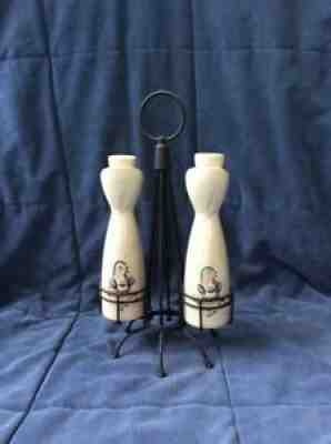 Cruets with stand Bob White by Red Wing Pottery Mid-Century Modern