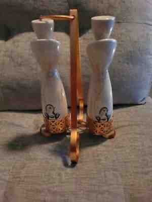 BOB WHITE RED WING USA CRUET SET WITH COPPER STAND