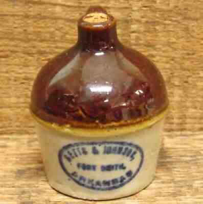 RED WING ? Stoneware Advertising Mini Jug BETTS JOHNSON FORT SMITH ARK.