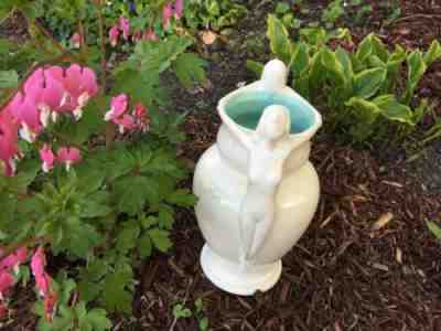 RARE Vintage 30's Rumrill Art Deco Nude Statue Athena Pottery Vase 569 Redwing