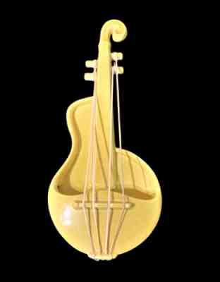 Vintage Redwing Pottery: Violin Wall Pocket, M -1484, Yellow Color