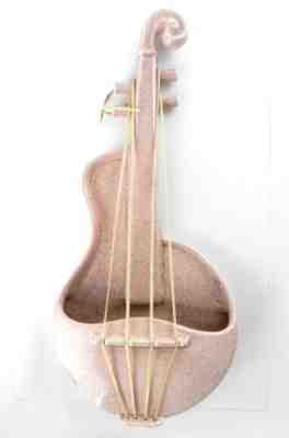 Red Wing Art Pottery M-1484 Pink Fleck Violin Wall Pocket ~Original Strings~ DC2