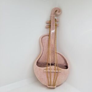 Red Wing Pottery Violin Wall Pocket Planter Vase Pink Music USA MCM Vtg M-1484