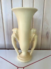 ART DECO RUMRILL RED WING POTTERY VASE WITH NUDE LADY HANDLES 11 1/4"