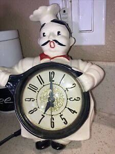 VINTAGE  ( RARE ) REDWING POTTERY LANSHIRE CHEF CLOCK