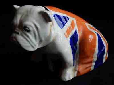 WWII 1941 Large Royal Doulton Seated White English Bulldog w/ Draped Union Jack