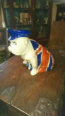 Very RARE Royal Doulton Large Churchill English Bulldog TRINITY CAP ca 1941 WW2