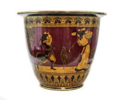 HUGE Royal Doulton MORRISIAN Ware Bradley GOLF Jardiniere Floor Planter c1910