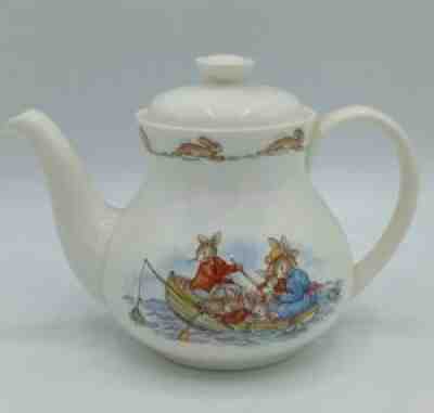 Vintage Royal Doulton Bunnykins Teapot Fishing Boat Crab Net 1936 FLAW 5.5"