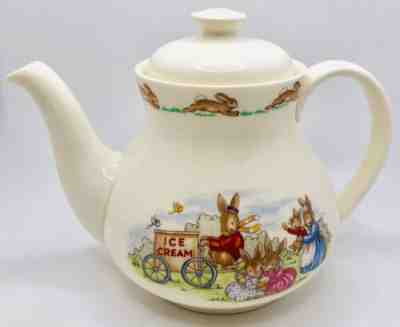 Royal Doulton Bunnykins Albion Shape Teapot England Tea Pot Bunny Ice Cream VTG