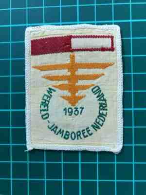 Boy Scout 1937’s World Scout Jamboree Participant Patch Red And White Bar