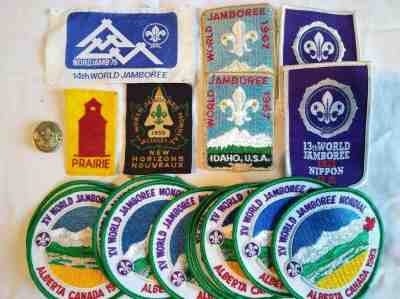 Boy scout world jamboree patches and pin. New or mint condition. 1955-1983.