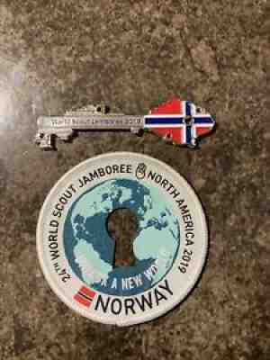 2019 WORLD SCOUT JAMBOREE NORWAY CONTINGENT PATCH AND KEY MINT