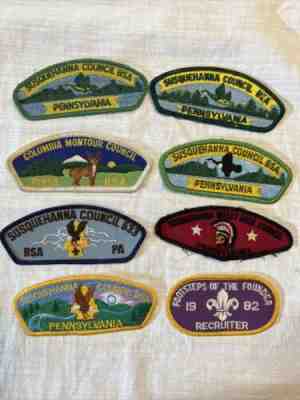 Mixed Lot of 8 BSA Boy Scout Flap Patches Susquehanna Columbia Montour Council