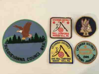 Boy Scouts 1986 87 Susquehanna Lycoming Marsh Hill patches gold arrowhead eagle