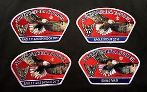 SOUTH FLORIDA COUNCIL FL OA 265 O-SHOT-CAW 2016 2017 EAGLE SCOUT 4-PATCH CSP SET