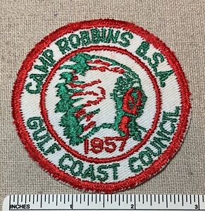 Vintage 1957 CAMP ROBBINS Boy Scout PATCH Gulf Coast Council Florida FL Yustaga