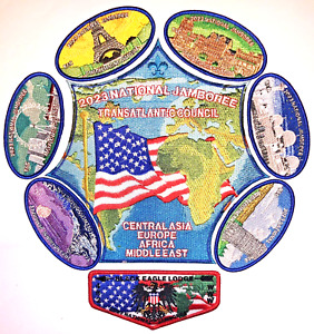 Transatlantic Council 8 Piece Blue Border Patch Set 2023 National Scout Jamboree