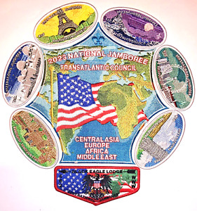 Transatlantic Council 8pc WHITE Brd JSP/OA Patch Set 2023 Nat'l Scout Jamboree