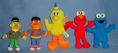 Plush Sesame Street ERNIE BERT puppet BIG BIRD-COOKIE MONSTER ELMO MUPPET LOT-5