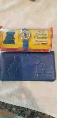 Cookie Monster Bradley Vintage Watch In The Box Sesame Street and check book 